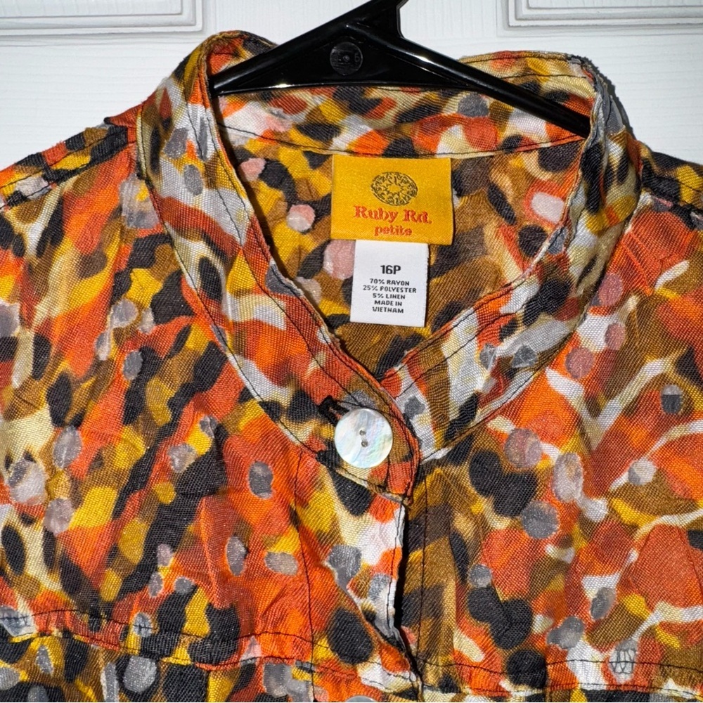 Ruby Rd. Multicolor Abstract Burn Out Button Up Jacket - Picture 4 of 13